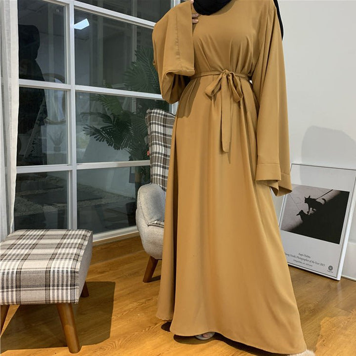F889 Foreign Trade Cross-border Muslim Women's Long Skirt Abaya Dubai Middle East Jalabiya Pure Color Robe - Muhaab