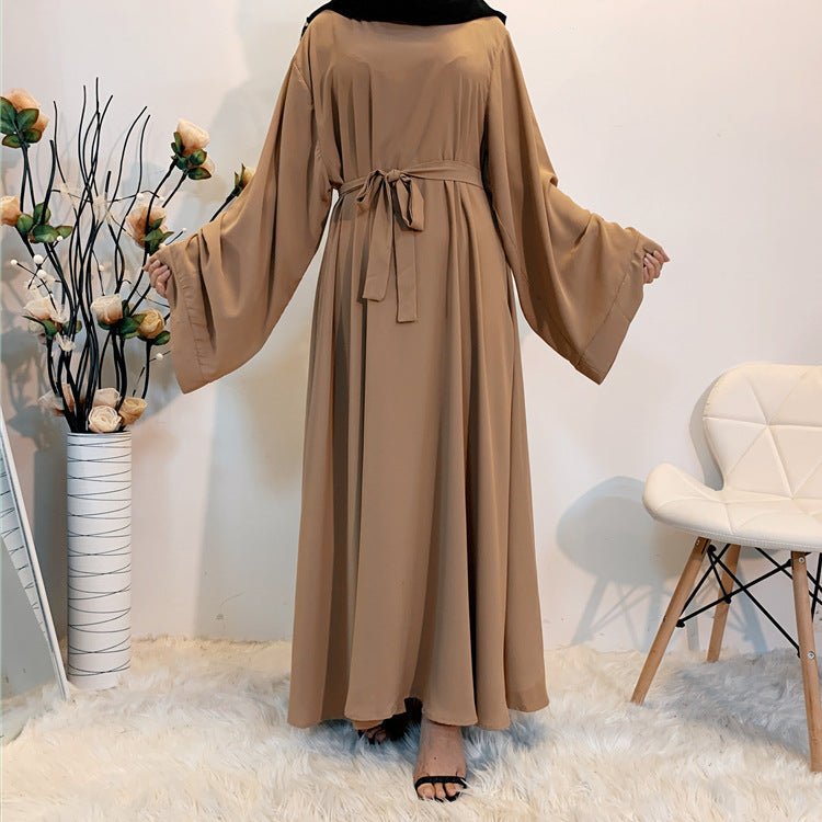 F889 Foreign Trade Cross-border Muslim Women's Long Skirt Abaya Dubai Middle East Jalabiya Pure Color Robe - Muhaab