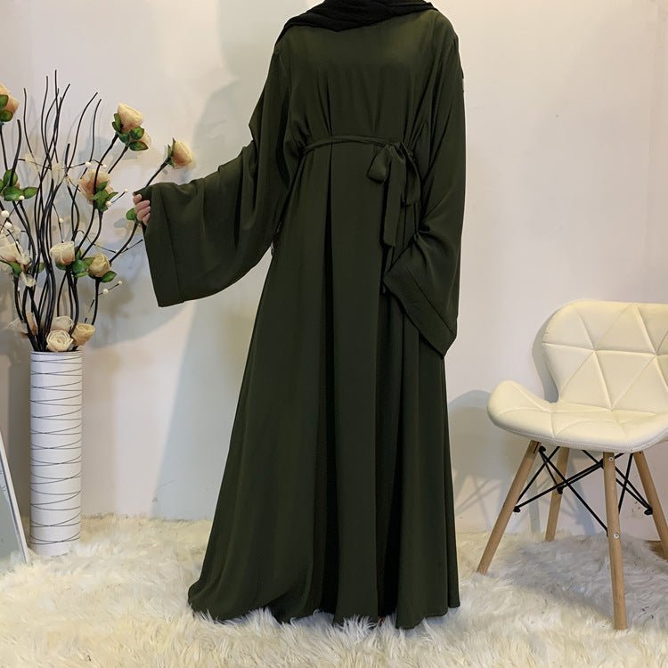 F889 Foreign Trade Cross-border Muslim Women's Long Skirt Abaya Dubai Middle East Jalabiya Pure Color Robe - Muhaab