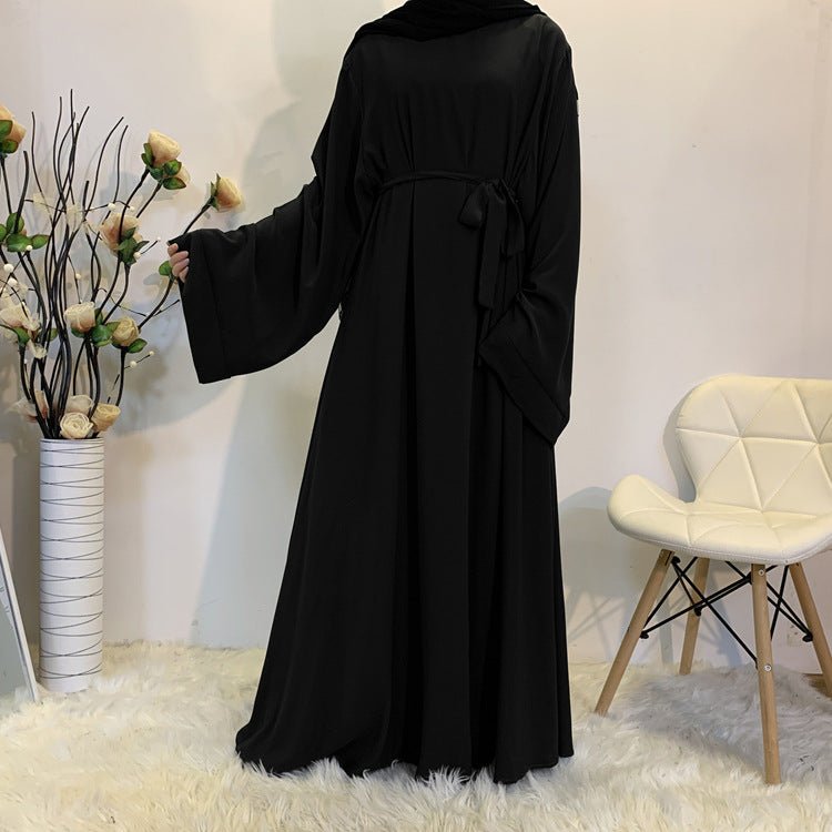 F889 Foreign Trade Cross-border Muslim Women's Long Skirt Abaya Dubai Middle East Jalabiya Pure Color Robe - Muhaab