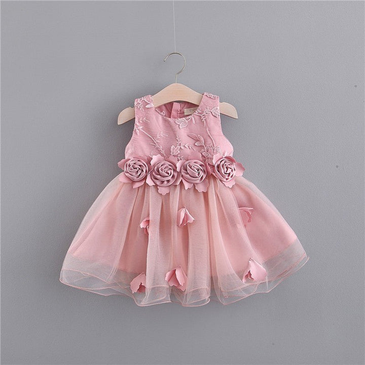 Fashion Baby Girl Three-dimensional Embroidered Dress - Muhaab