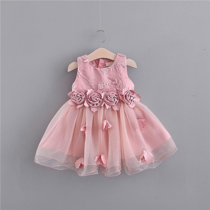 Fashion Baby Girl Three-dimensional Embroidered Dress - Muhaab