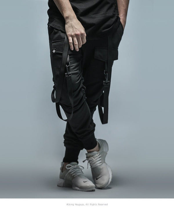 fashion fitness Pant Men pants sweatpants Trousers Fashion Bottoms street wear hip hop pencil pants with belt - Muhaab