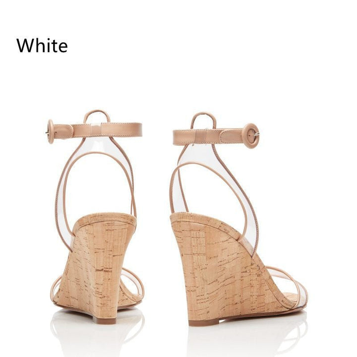 Fashion Sandals PVC Wood Grain Wedges Women Shoes - Muhaab