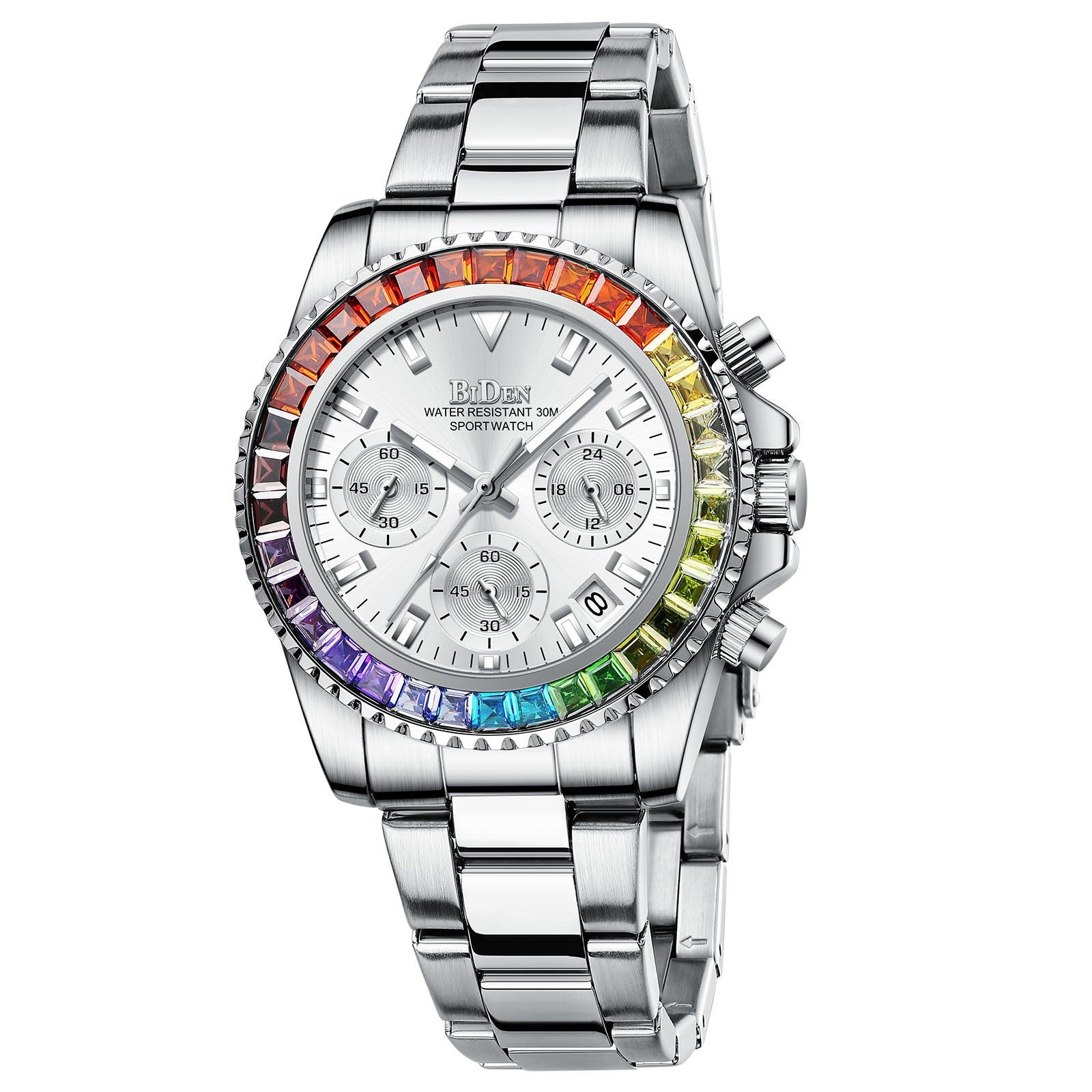 Fashion Steel Band Business Ladies Trend Colored Diamond Watch - Muhaab