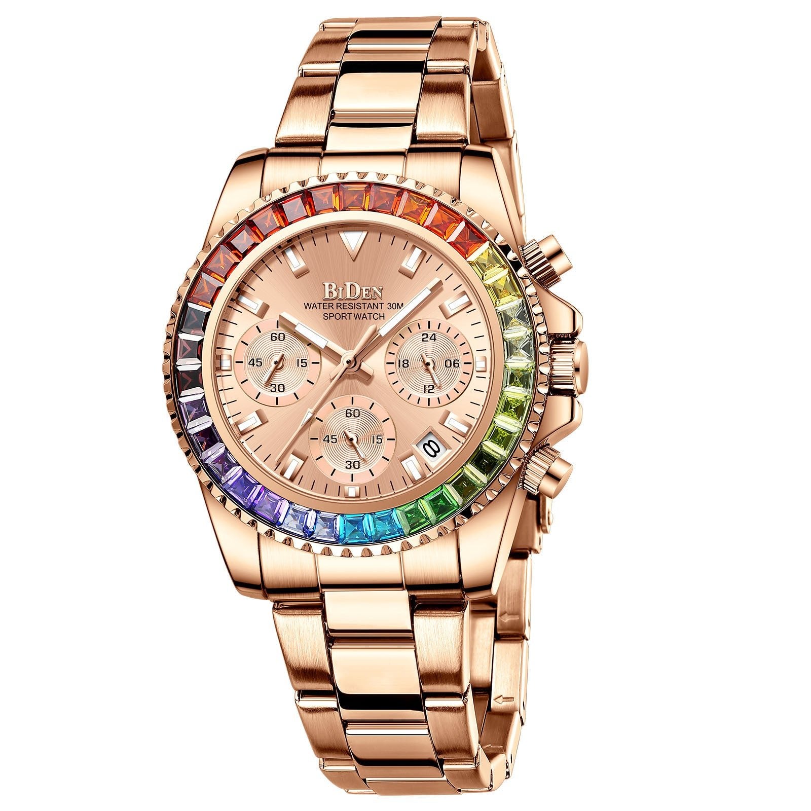 Fashion Steel Band Business Ladies Trend Colored Diamond Watch - Muhaab