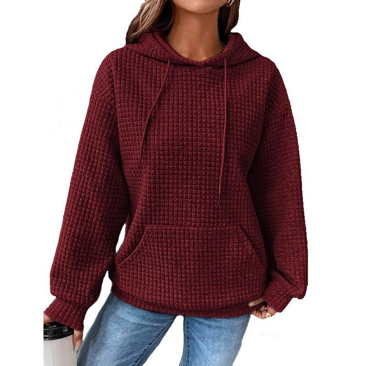 Fashion Waffle Hoodie Sweater Women's Sports Sweatshirt Casual Long Sleeve Tops Womens Clothing - Muhaab