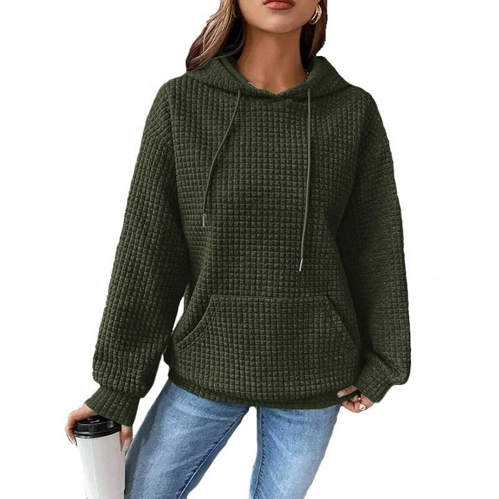 Fashion Waffle Hoodie Sweater Women's Sports Sweatshirt Casual Long Sleeve Tops Womens Clothing - Muhaab