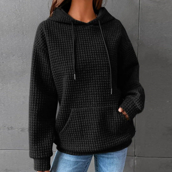 Fashion Waffle Hoodie Sweater Women's Sports Sweatshirt Casual Long Sleeve Tops Womens Clothing - Muhaab