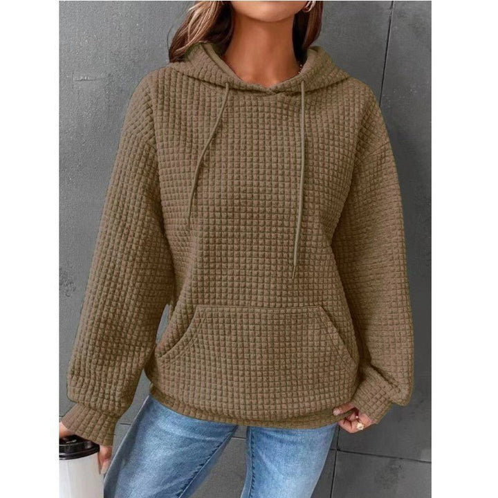 Fashion Waffle Hoodie Sweater Women's Sports Sweatshirt Casual Long Sleeve Tops Womens Clothing - Muhaab