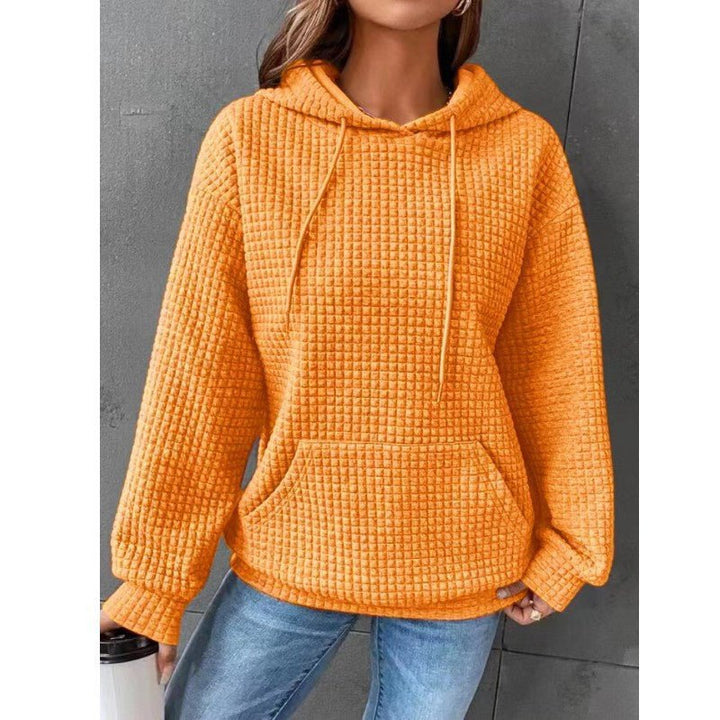 Fashion Waffle Hoodie Sweater Women's Sports Sweatshirt Casual Long Sleeve Tops Womens Clothing - Muhaab