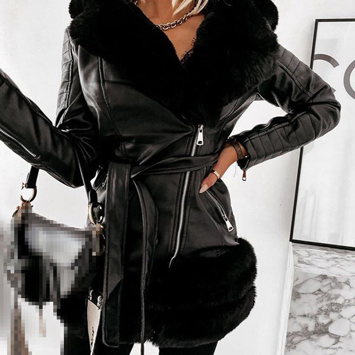 Fashion Women Leather Coats Jackets Ladies Jacket Black - Muhaab