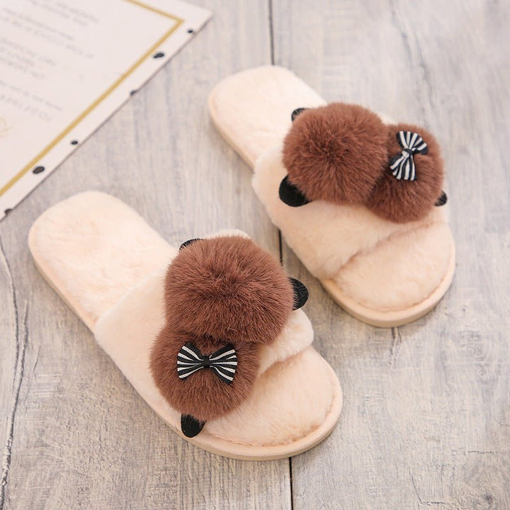 Flip Flops Cartoon Plush Slippers Home Cotton Slippers Women - Muhaab