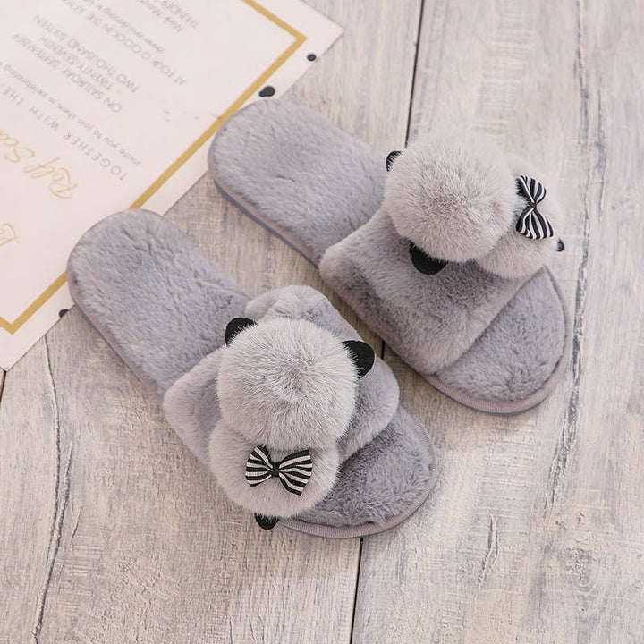 Flip Flops Cartoon Plush Slippers Home Cotton Slippers Women - Muhaab