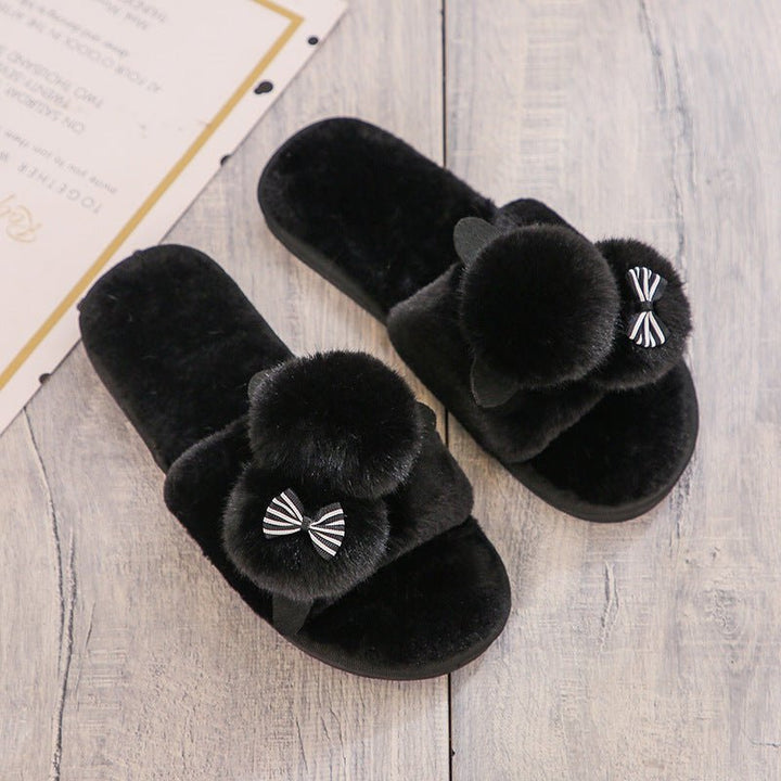 Flip Flops Cartoon Plush Slippers Home Cotton Slippers Women - Muhaab