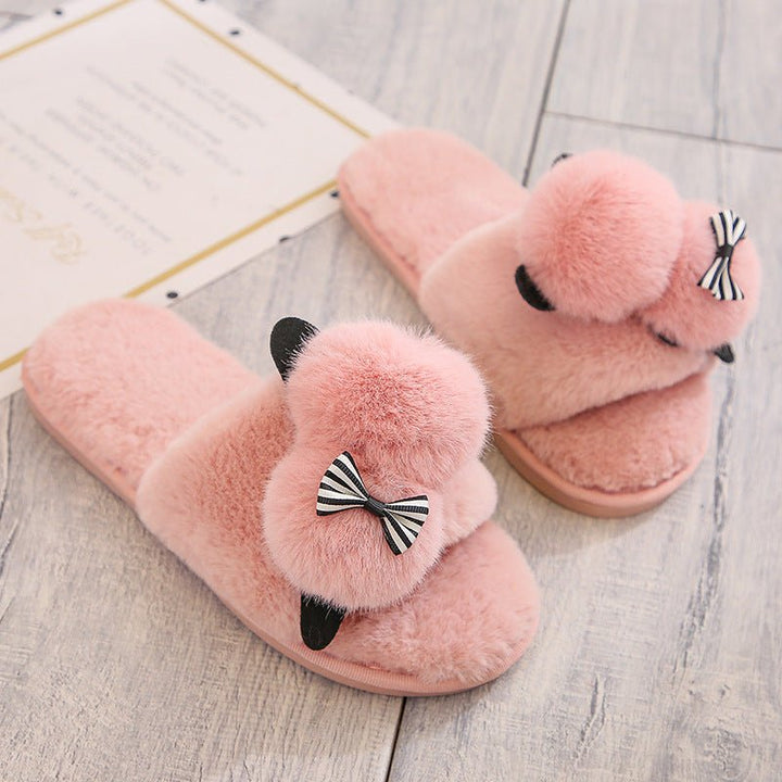 Flip Flops Cartoon Plush Slippers Home Cotton Slippers Women - Muhaab