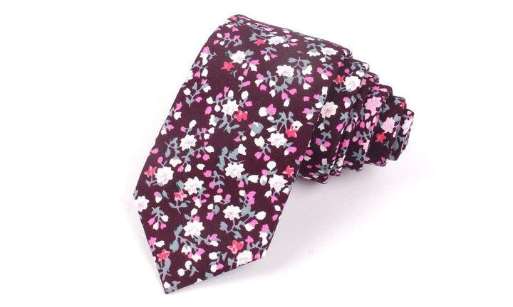 Floral Tie Cotton Printing Men's Wedding Tie - Muhaab