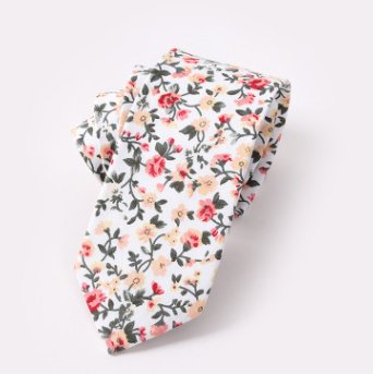 Floral Tie Cotton Printing Men's Wedding Tie - Muhaab