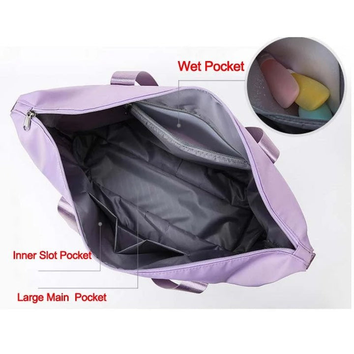 Foldable Storage Travel Bag Waterproof Large Capacity Gym Fitness Bag Weekender Overnight For Women - Muhaab