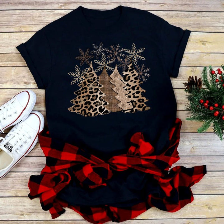 Foreign Trade Christmas Tree T-shirt Men And Women Red - Muhaab