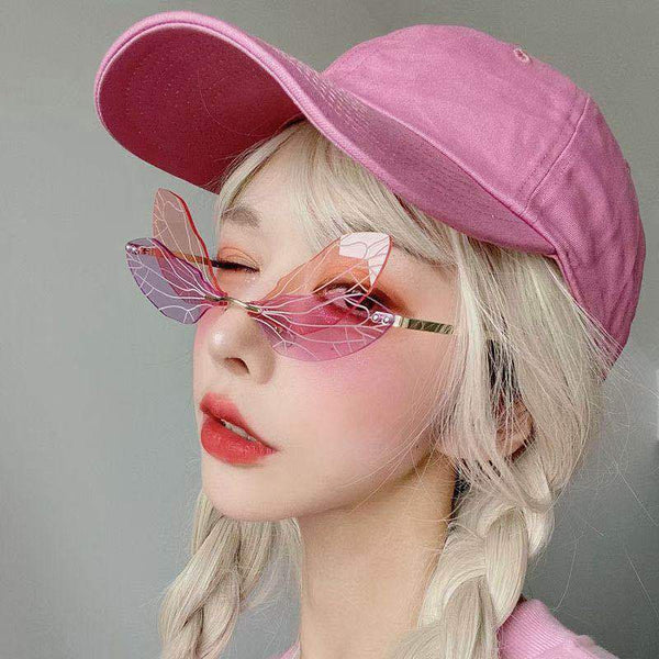 Frameless Trimming Sunglasses Women Dragonfly Wings Sunglasses - Muhaab