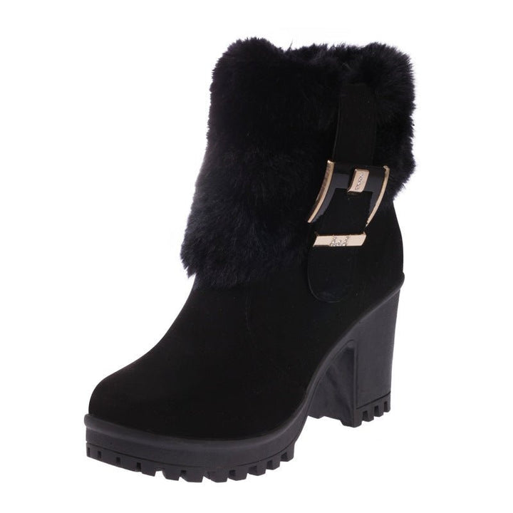 Furry snow boots short tube suede short boots women - Muhaab