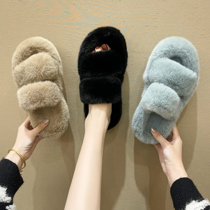 Fuzzy Slippers Women House Shoes Fluffy Bedroom Slippers - Muhaab