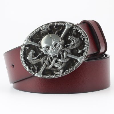 Ghost Head Series Big Strap Casual Taro Decorative Belt Leather - Muhaab