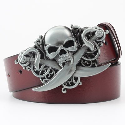 Ghost Head Series Big Strap Casual Taro Decorative Belt Leather - Muhaab