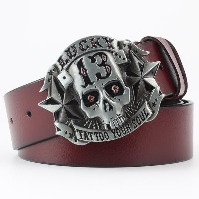 Ghost Head Series Big Strap Casual Taro Decorative Belt Leather - Muhaab