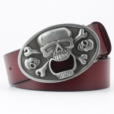 Ghost Head Series Big Strap Casual Taro Decorative Belt Leather - Muhaab