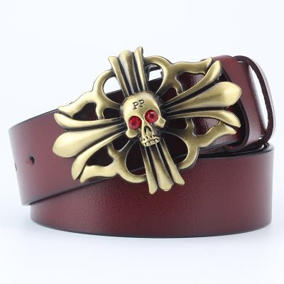 Ghost Head Series Big Strap Casual Taro Decorative Belt Leather - Muhaab