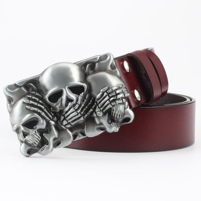 Ghost Head Series Big Strap Casual Taro Decorative Belt Leather - Muhaab