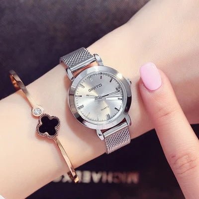 GIMTO Brand Women Quartz Silver Watch Metal Bracelet Wrist Watches Analog Ladies Dress Hand Clock Montre Femme - Muhaab