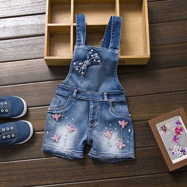 Girl Faded Jeans Jumpsuit, American Style - Muhaab