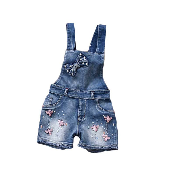 Girl Faded Jeans Jumpsuit, American Style - Muhaab