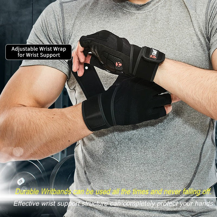 Gloves With Wrist Wrap Fitness Workout Wrist Wrap Men - Muhaab