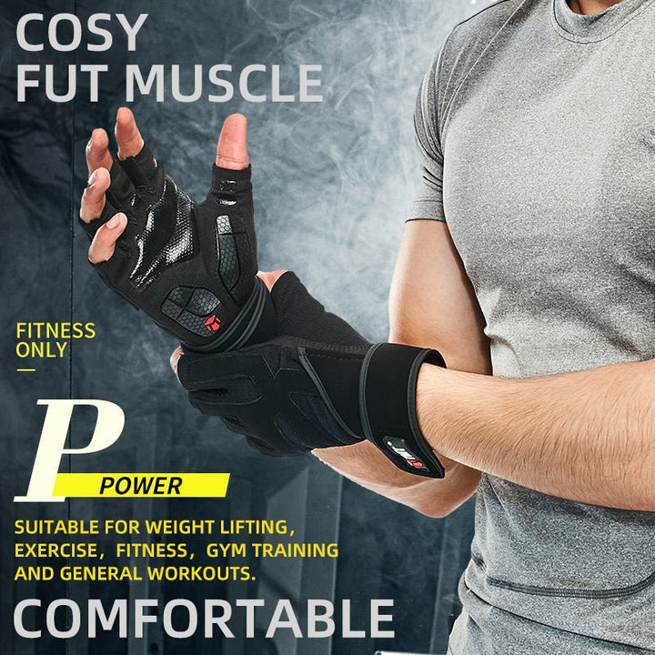 Gloves With Wrist Wrap Fitness Workout Wrist Wrap Men - Muhaab