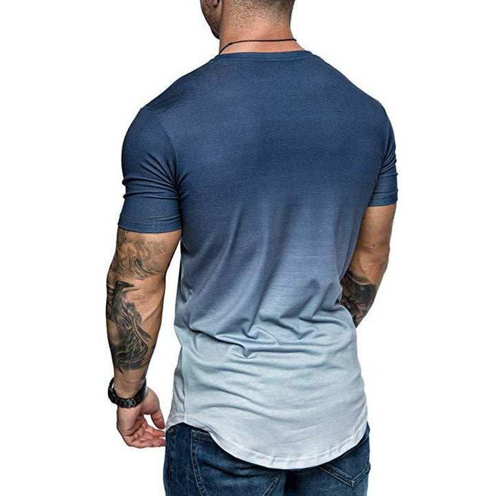 Gradient T-shirt Summer Round Neck Short Sleeve T-shirt Men - Muhaab