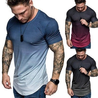 Gradient T-shirt Summer Round Neck Short Sleeve T-shirt Men - Muhaab