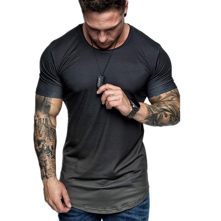 Gradient T-shirt Summer Round Neck Short Sleeve T-shirt Men - Muhaab