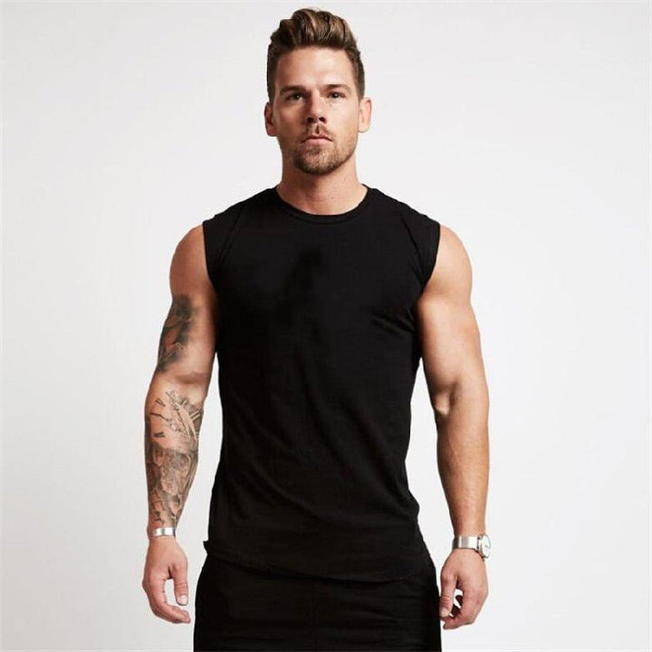 Gym Sleeveless Shirt Cotton Tank Top for Men Sportswear Vest - Muhaab