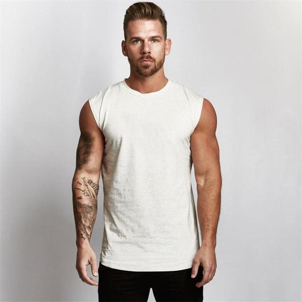 Gym Sleeveless Shirt Cotton Tank Top for Men Sportswear Vest - Muhaab