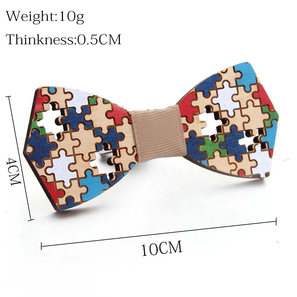 Hand-painted Puzzle Bow Tie Bow Tie Color Hand-painted - Muhaab
