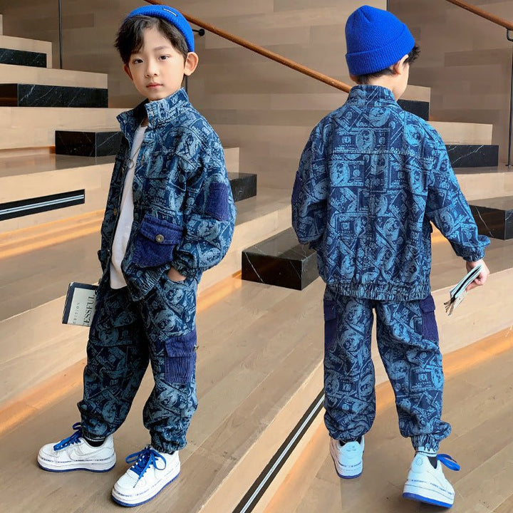 Handsome Boy Clothes Spring And Autumn Two Piece Set - Muhaab