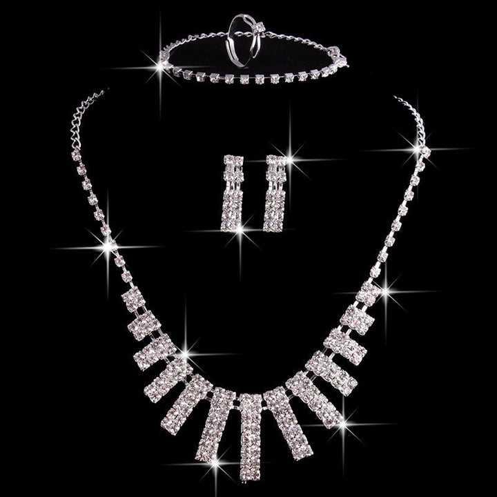 Hao Yue jewelry set, foreign trade explosion jewelry, bridal jewelry four sets, wedding match crystal jewelry set - Muhaab