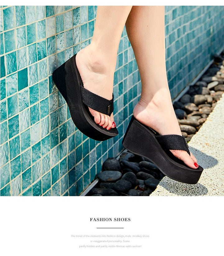 High-heeled Fashion Women's Shoes With Wedges And Flip-flops - Muhaab