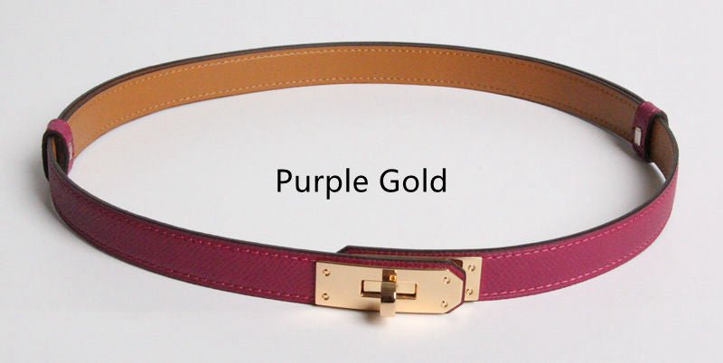 High Quality Women Real Leather 1.8cm Width Belts Golden - Muhaab