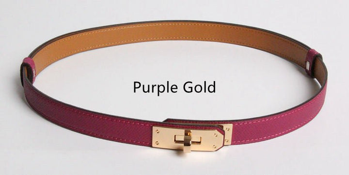 High Quality Women Real Leather 1.8cm Width Belts Golden - Muhaab