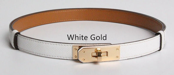 High Quality Women Real Leather 1.8cm Width Belts Golden - Muhaab